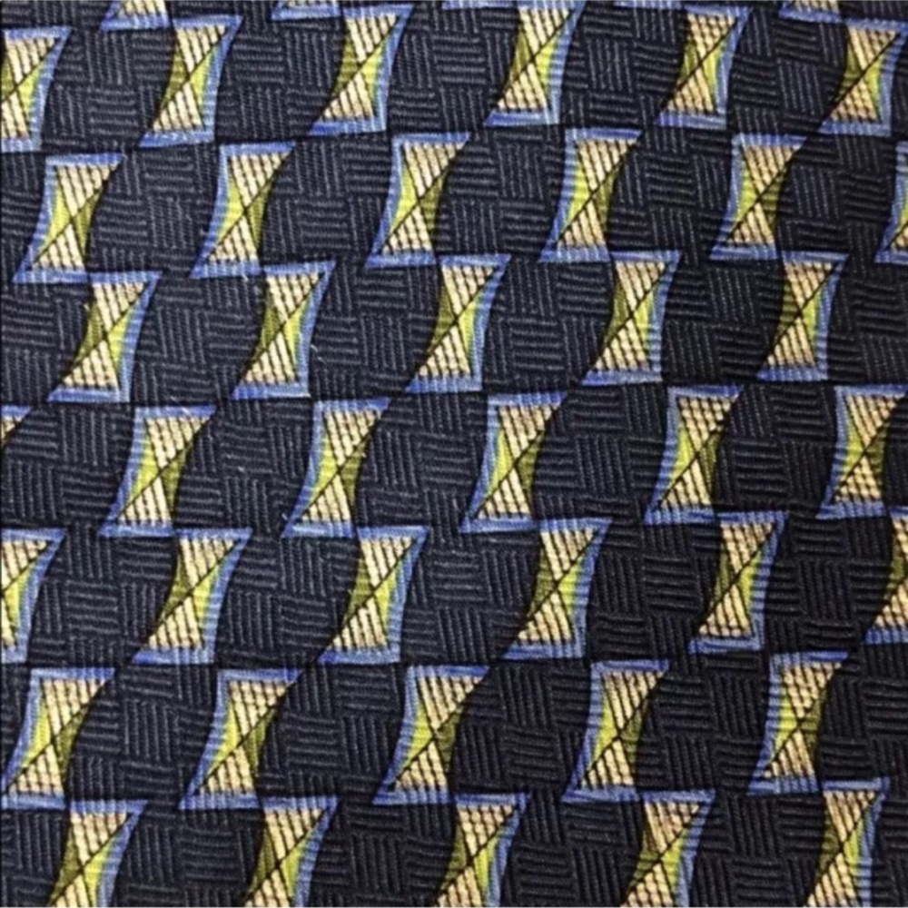 ALFANI 100% Silk Tie Blue Green Geometric Pattern 58” x 4” Office Professional - Picture 2 of 6
